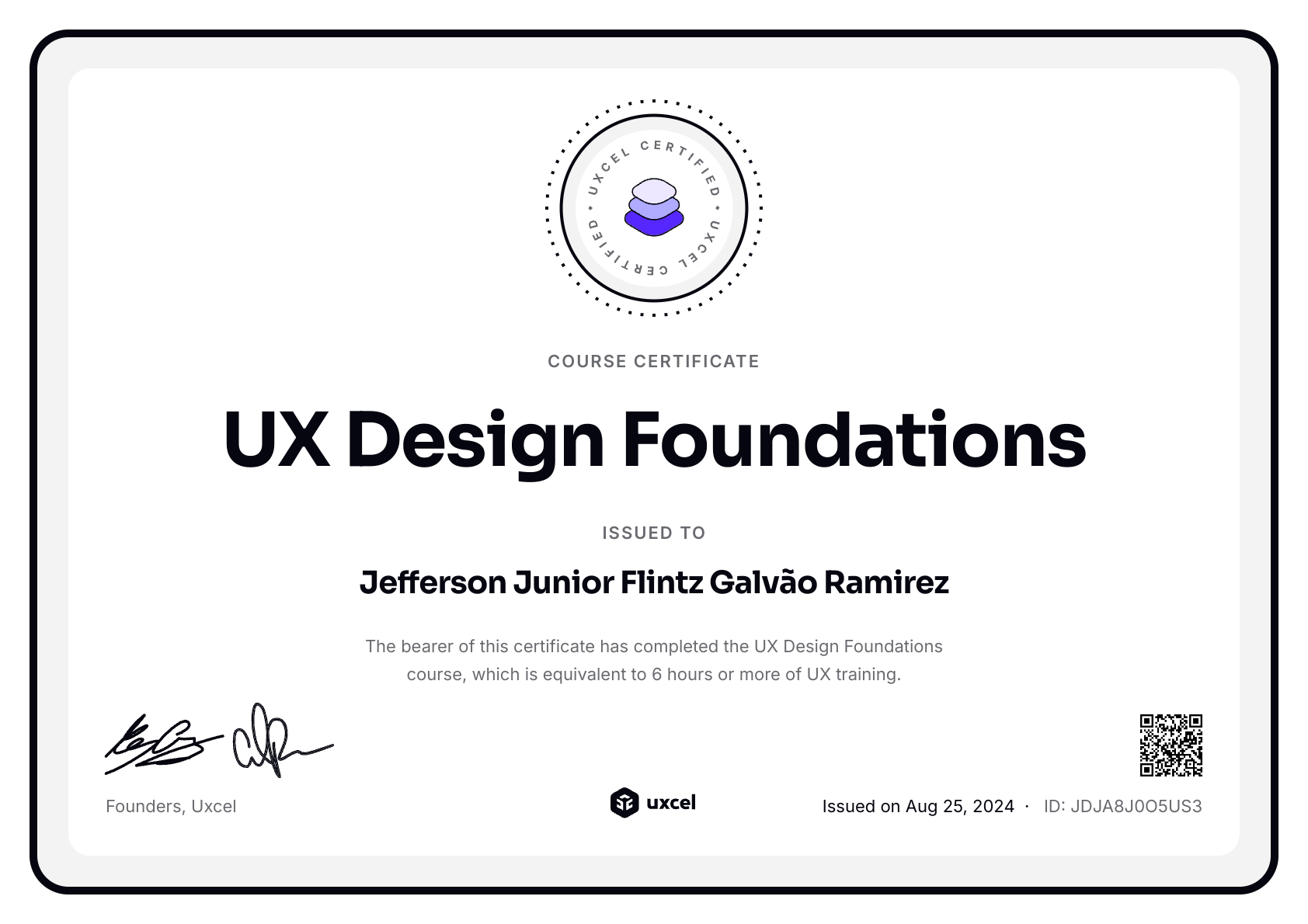 Jefferson Junior Flintz Galvão Ramirez's certificate